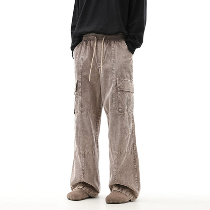 Corduroy Wide-Leg Cargo Pants WN10269