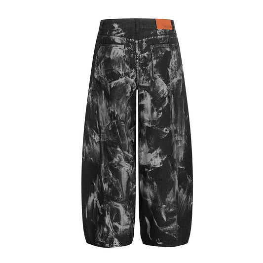 Paint Studs Curved Denim Jeans WN25499