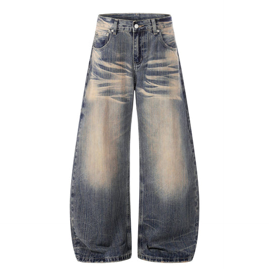 Washed Whisker Wide Leg Denim Jeans WN26132
