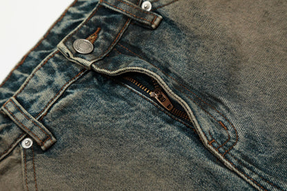 Washed Deconstruction Barrel Denim Jeans WN26067