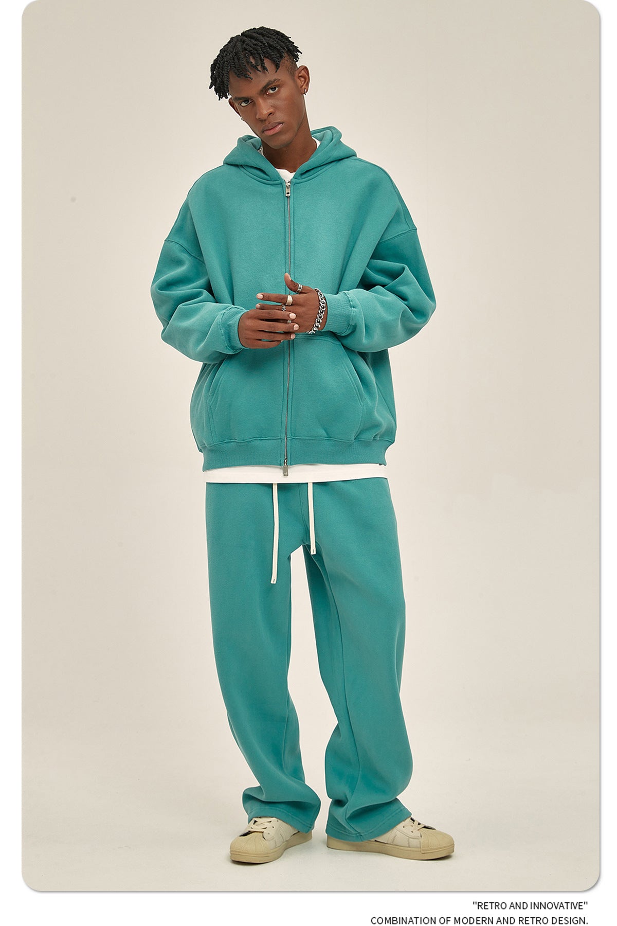 Oversize Heavyweight Zipper Hoodie & Heavyweight Sweatpants Setup WN6640