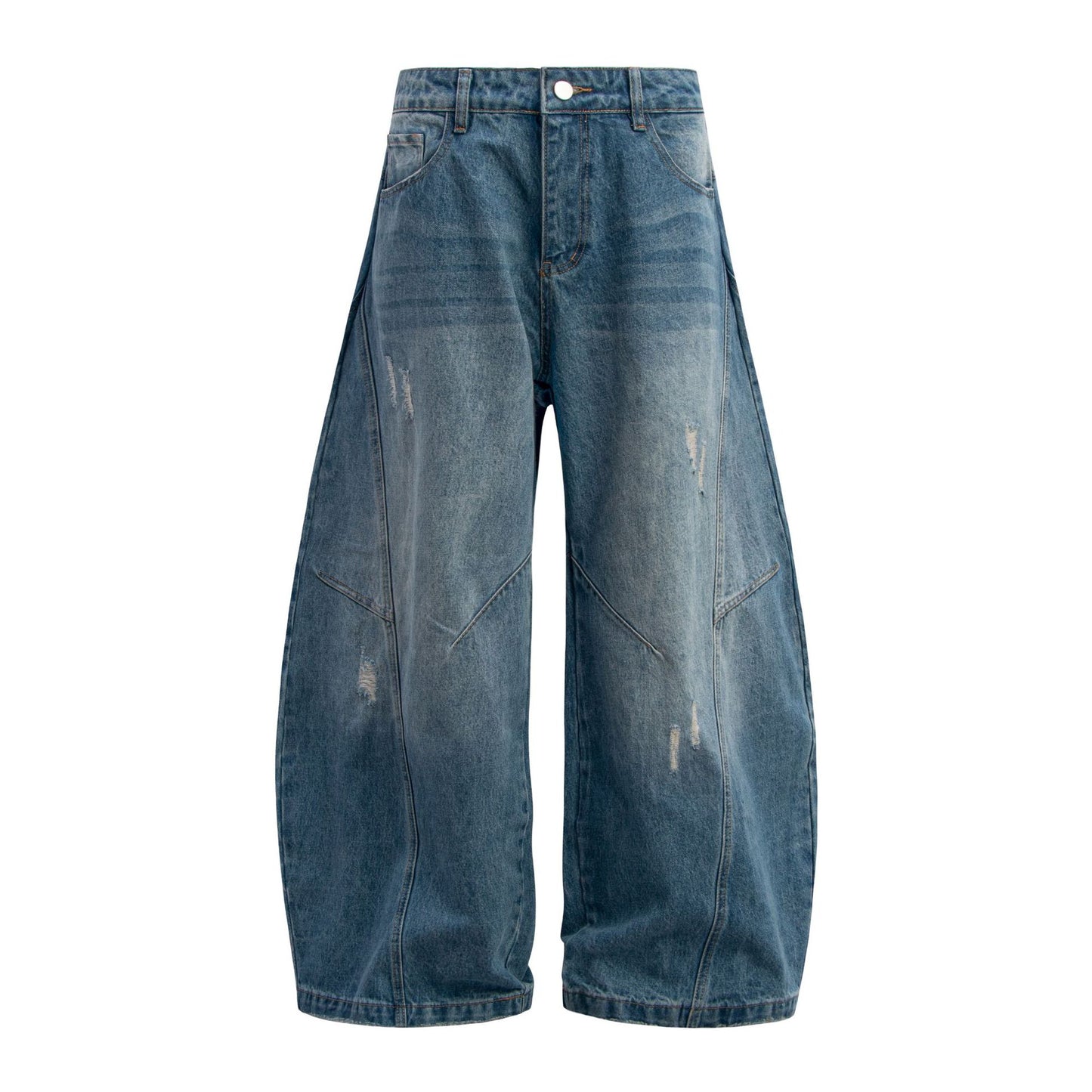 Washed Panel Design Wide Leg Denim Jeans WN26125