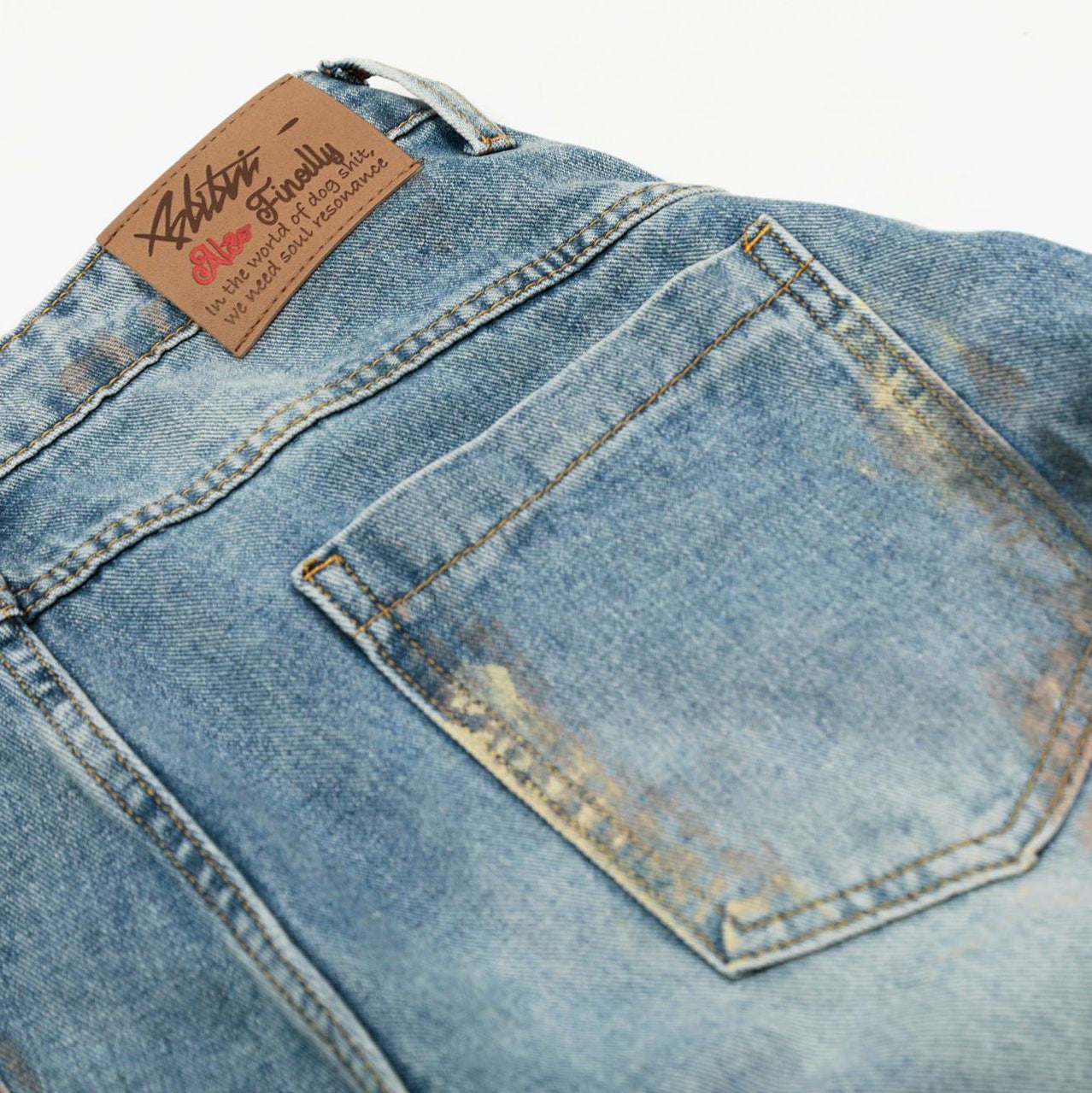 Washed Wide Leg Denim Jeans WN14097