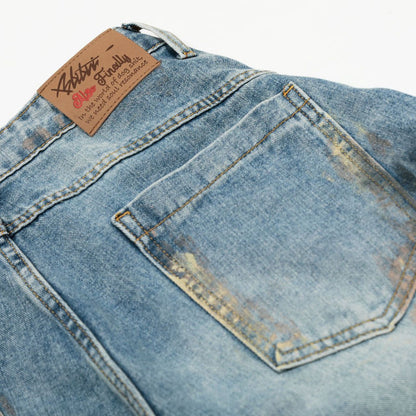 Washed Wide Leg Denim Jeans WN14097