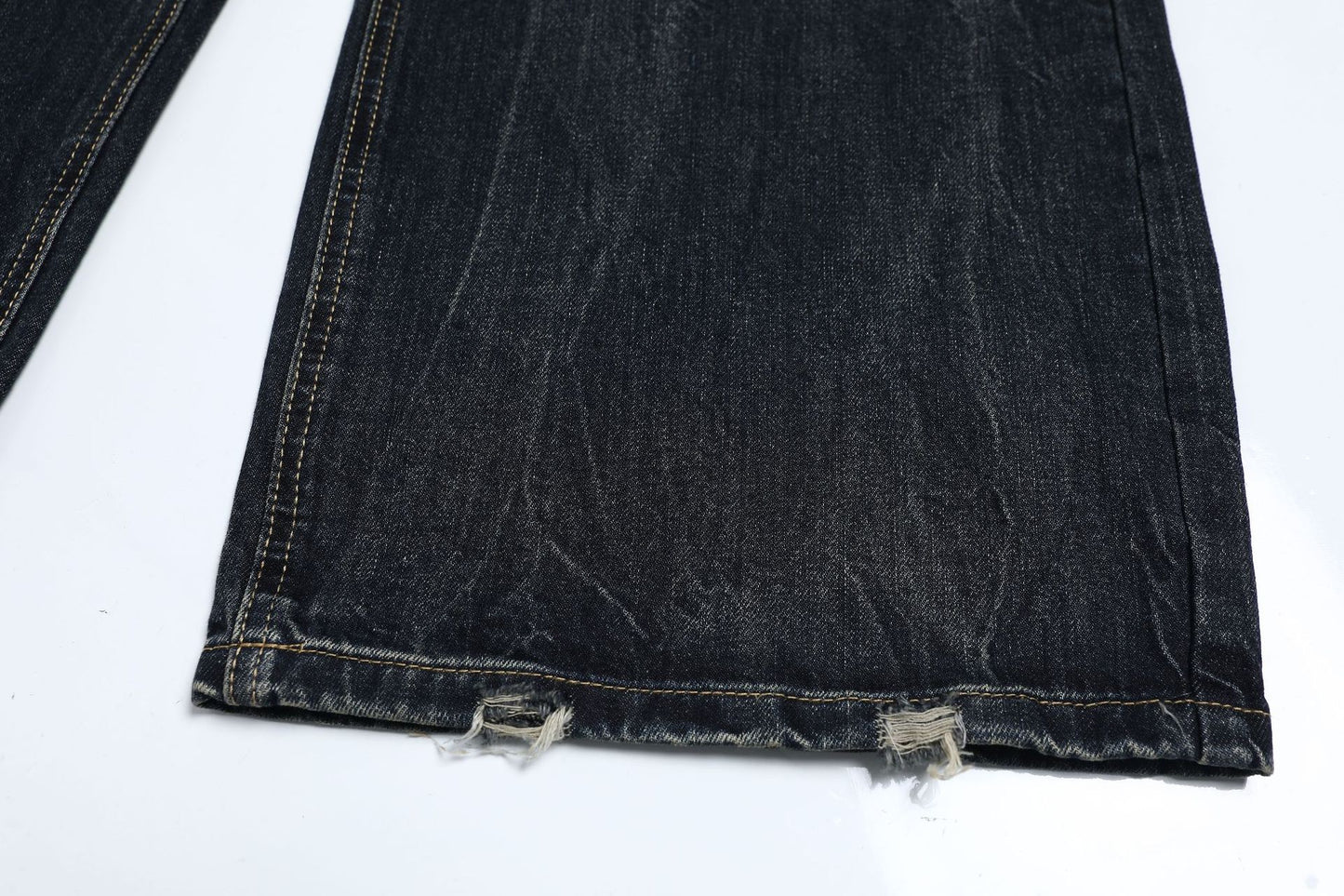 Fake Layered Leopard Print Wide Leg Denim Jeans WN26148
