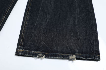 Fake Layered Leopard Print Wide Leg Denim Jeans WN26148