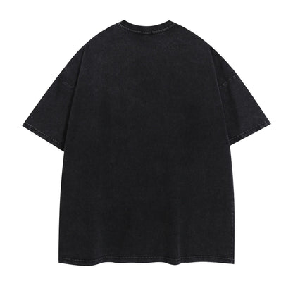 Washed Damage Letter Print Short Sleeve T-Shirt WN26919