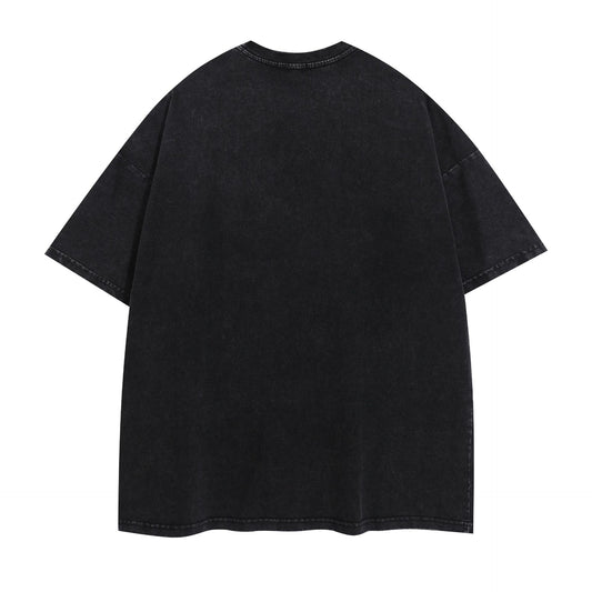 Washed Damage Letter Print Short Sleeve T-Shirt WN26919