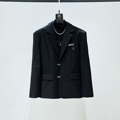 Metal Buckle Tailored Jacket & Wide Leg Flare Trousers Setup WN23941