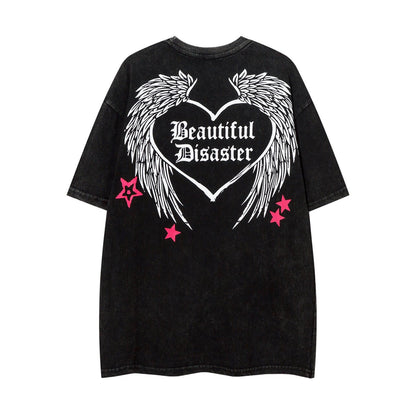Oversize Washed Graphic Print Short Sleeve T-Shirt WN24454