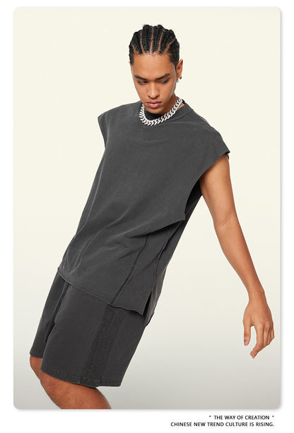 Washed Oversize Sleeveless T-Shirt WN6069
