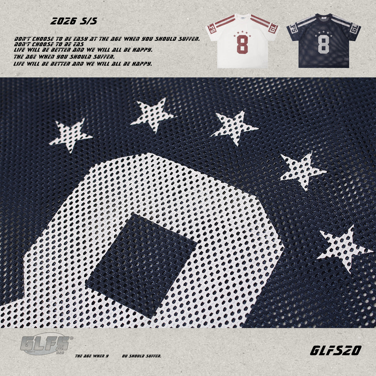 Mesh Number Star Short Sleeve T-Shirt WN26531