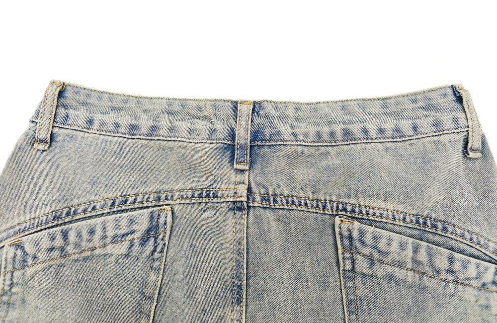 Washed Paint Wide Leg Denim Half Jeans WN27823