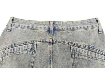 Washed Paint Wide Leg Denim Half Jeans WN27823