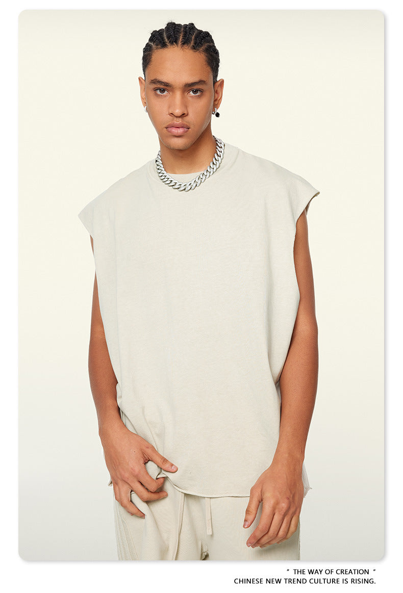 Washed Oversize Sleeveless T-Shirt WN6069
