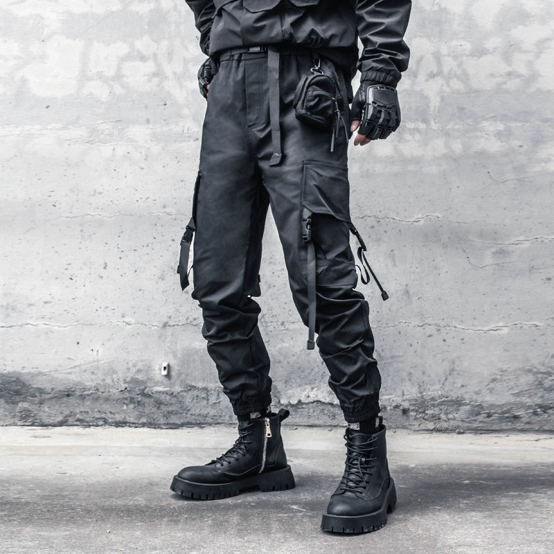 Tactical Cuffed Cargo Pants & Zipper Waist Bag WN22376