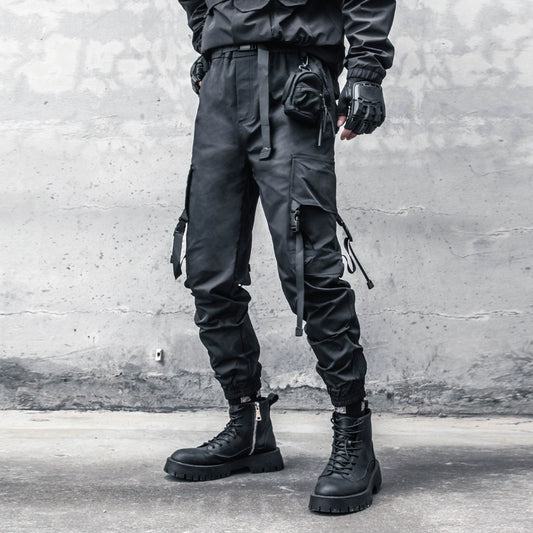 Tactical Cuffed Cargo Pants & Zipper Waist Bag WN22376