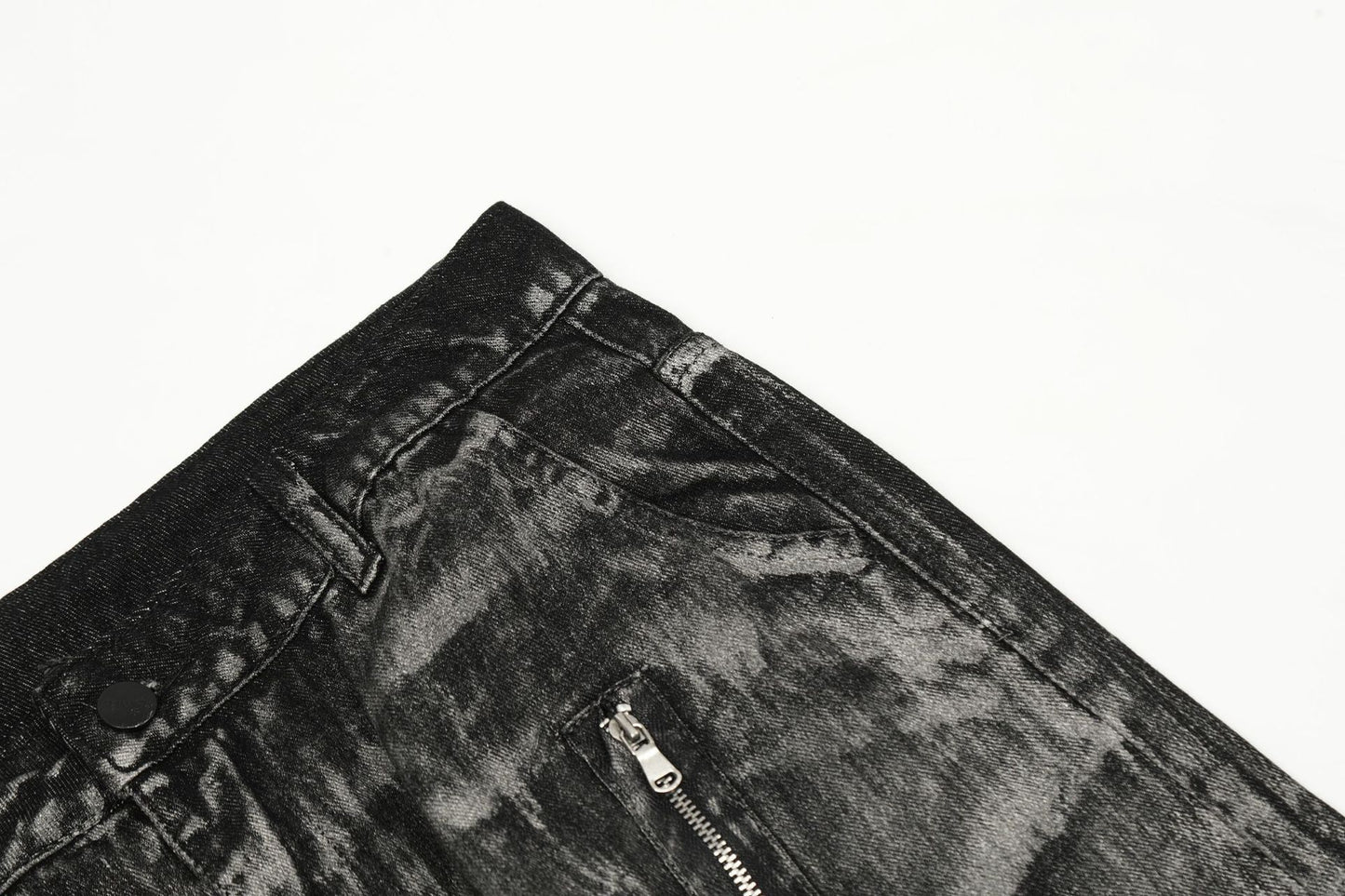 Paint Brush Zipper Design Micro Flare Denim Jeans WN16171