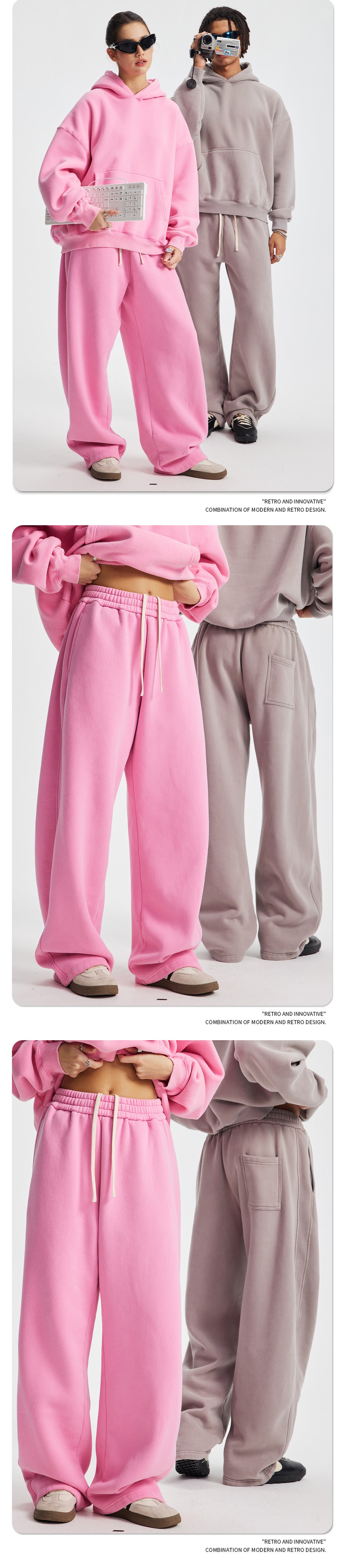 Fleece Lining Zip-Up Wax Dye Sweatpants WN23111-K