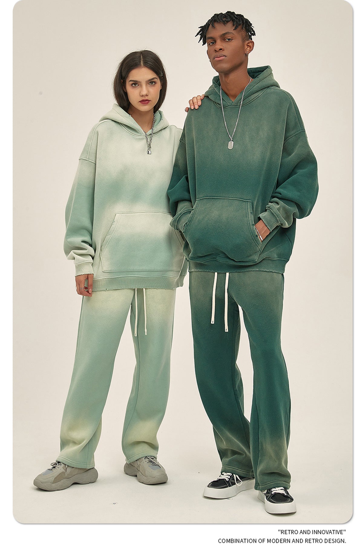 Fleece Lining Spray-dye Damage Oversize Hoodie WN9969-K