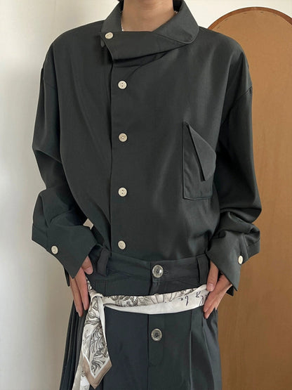 Unique Collar Long Sleeve Shirt WN19949