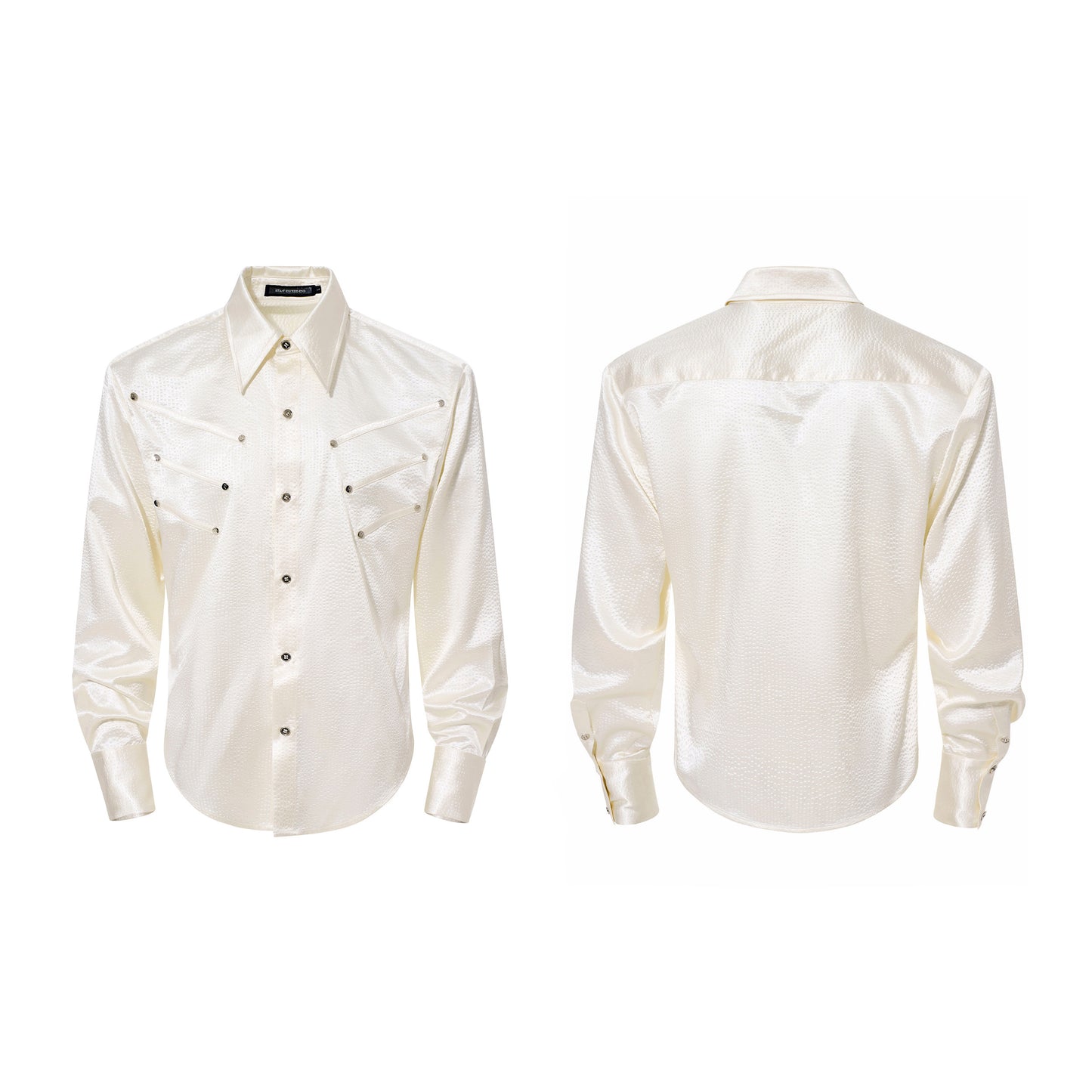 Texture Fishbone Shoulder-Pad Wrinkle-Resistant Long Sleeve Shirt WN23275