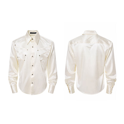 Texture Fishbone Shoulder-Pad Wrinkle-Resistant Long Sleeve Shirt WN23275