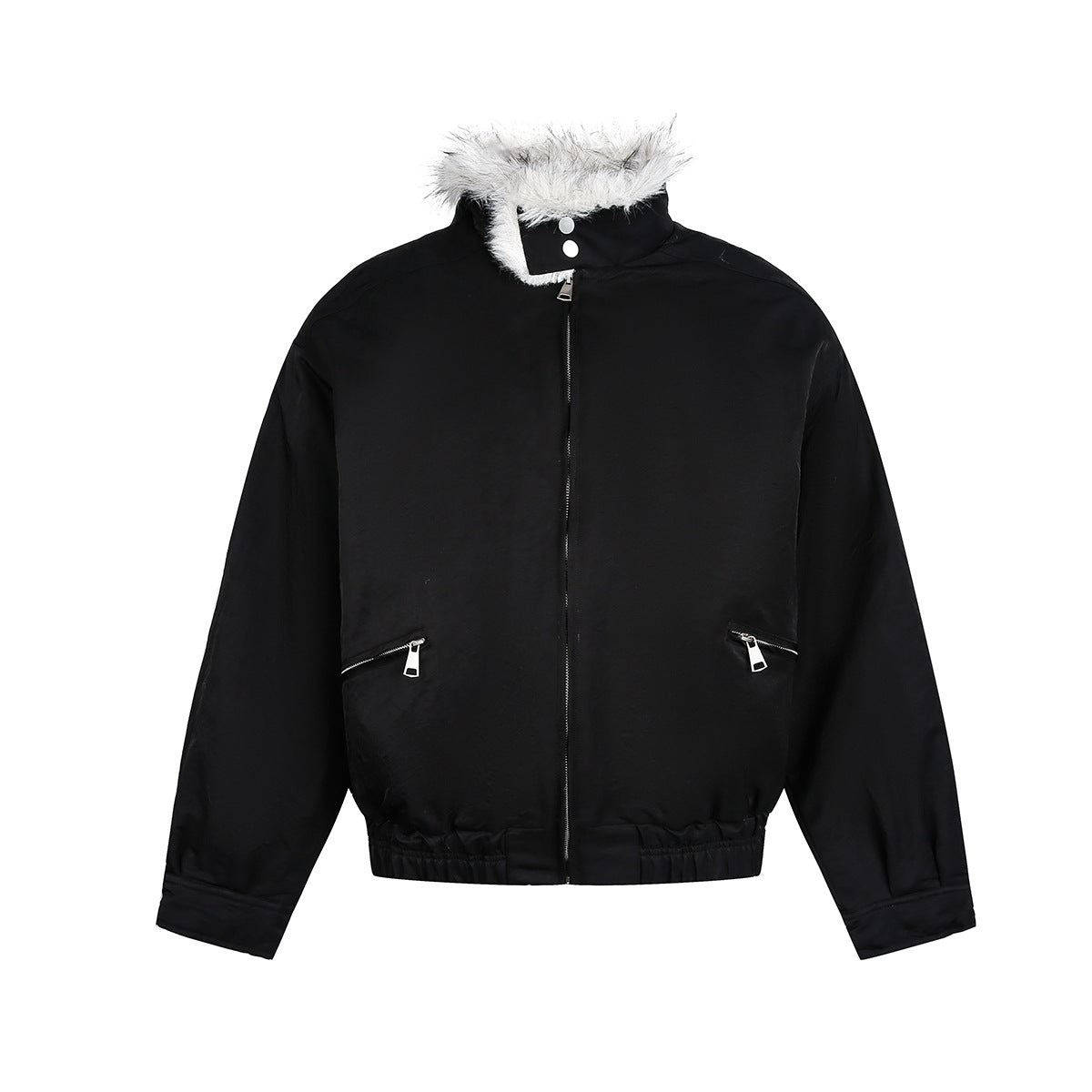 Fake Fur Collar Fleece Lining Zipper Jacket WN21908