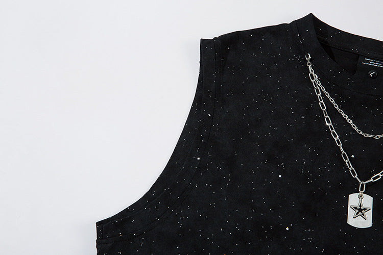 Speckled Oversize Sleeveless T-Shirt WN26850