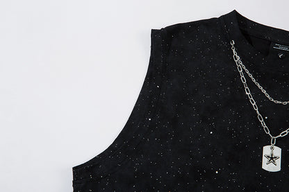 Speckled Oversize Sleeveless T-Shirt WN26850