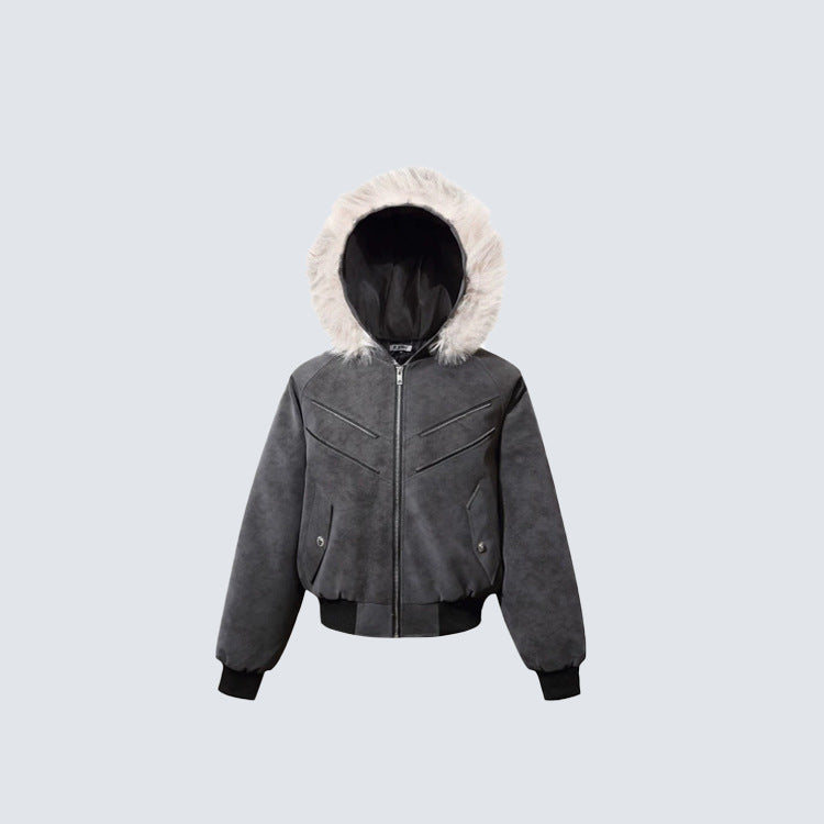 Fake Fur Collar Hooded Puffer Jacket WN28102