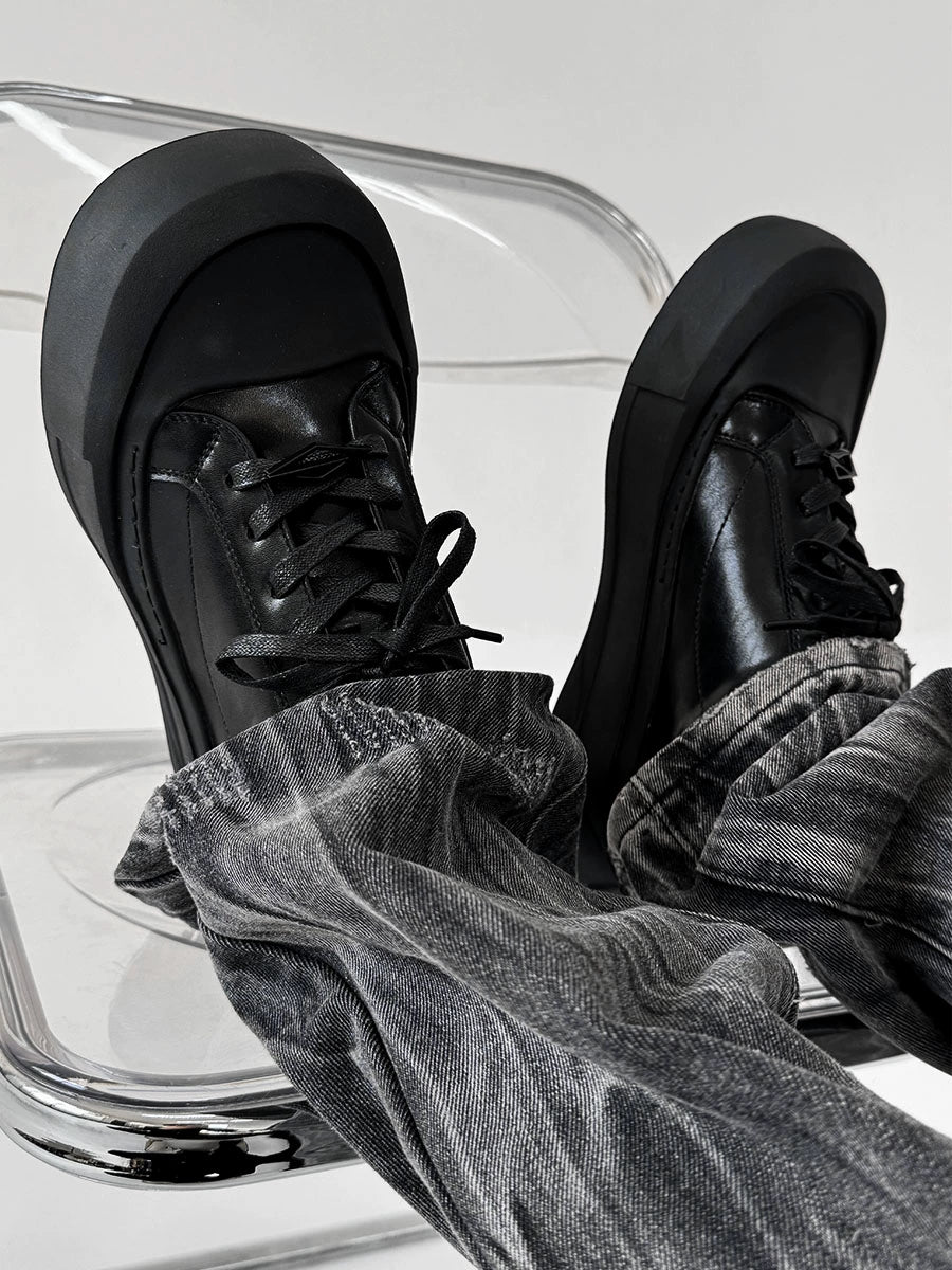 Canvas Round-Toe Derby-Inspired Flat Sneakers WN19121