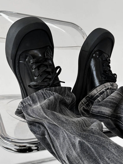 Canvas Round-Toe Derby-Inspired Flat Sneakers WN19121