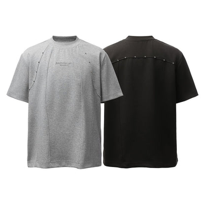 3D Tailoring Stud Letter Embroidery Short Sleeve T-Shirt WN26933