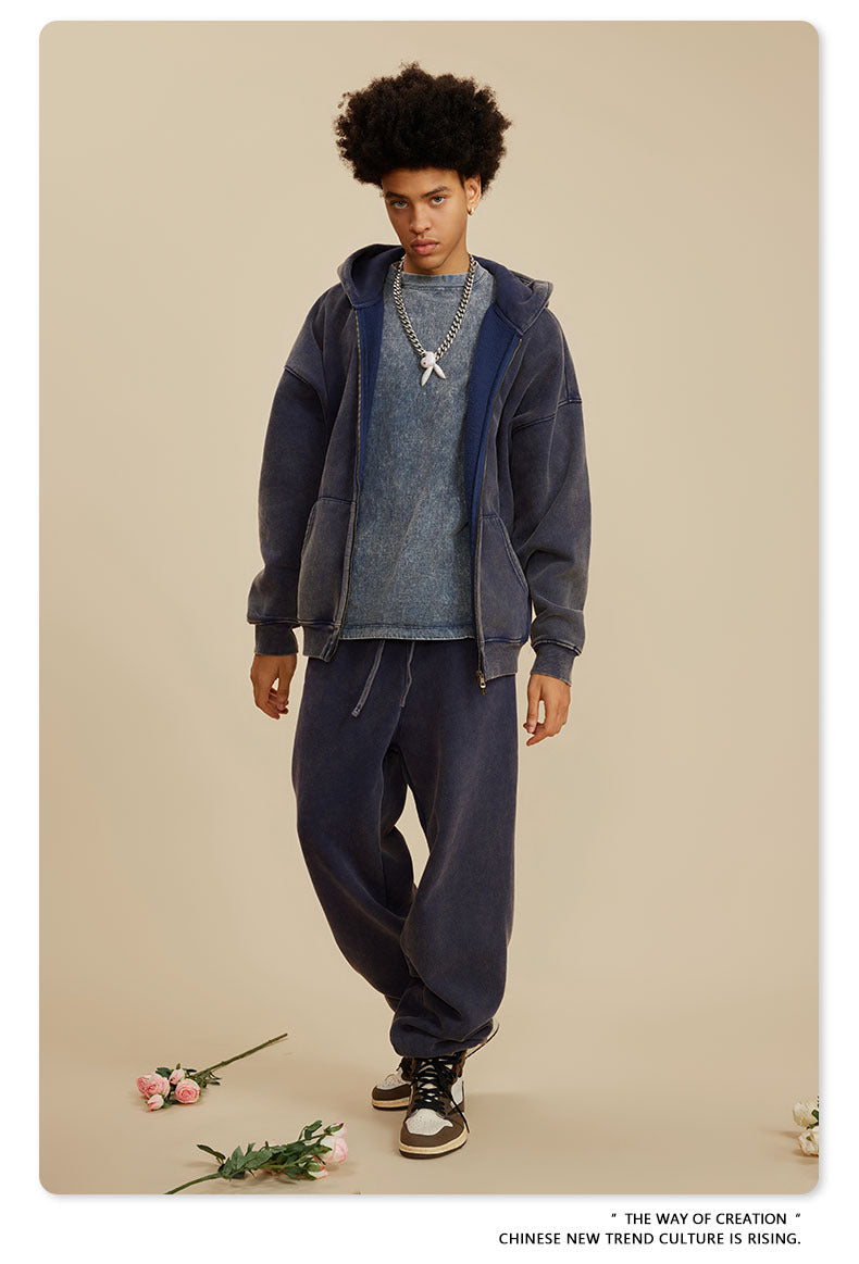 Oversize Washed Zipper Hoodie WN6461