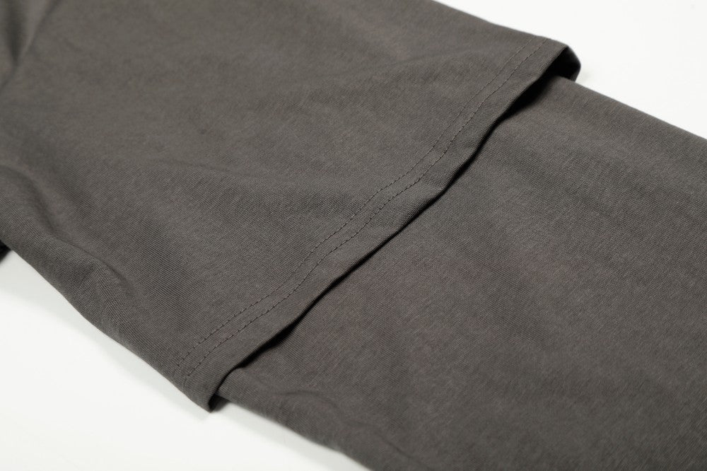 Washed Fake Layered Graphic Henley Long Sleeve T-Shirt WN28016
