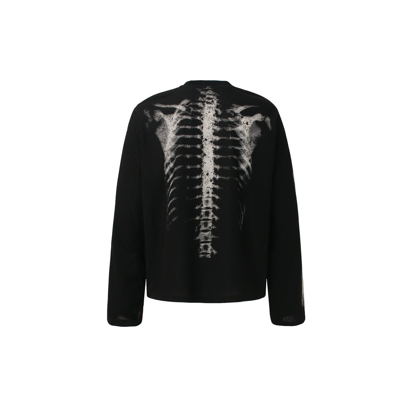 Skeleton Print Waffle Long Sleeve T-Shirt WN25476