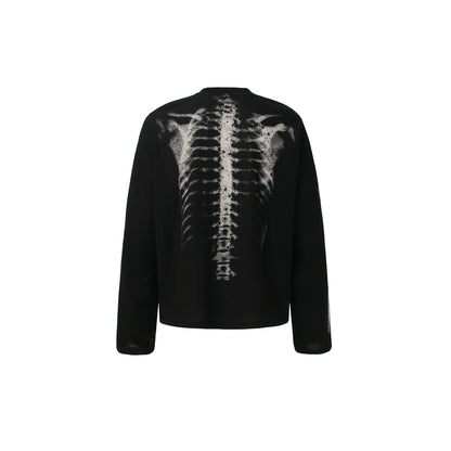 Skeleton Print Waffle Long Sleeve T-Shirt WN25476