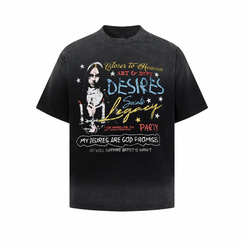 Graffiti Letter Print Oversize Short Sleeve T-Shirt WN24288