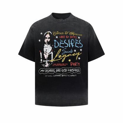 Graffiti Letter Print Oversize Short Sleeve T-Shirt WN24288