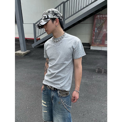 Slogan Embroidery Minimalist Design T-Shirt WN18828