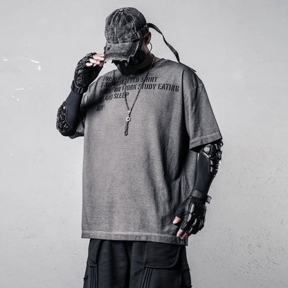 Damage Wash Letter Print Short Sleeve T-Shirt WN22485