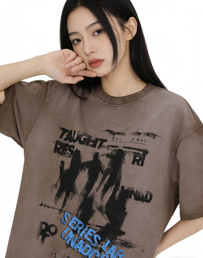 Dark Graffiti Print Short Sleeve T-Shirt WN25467