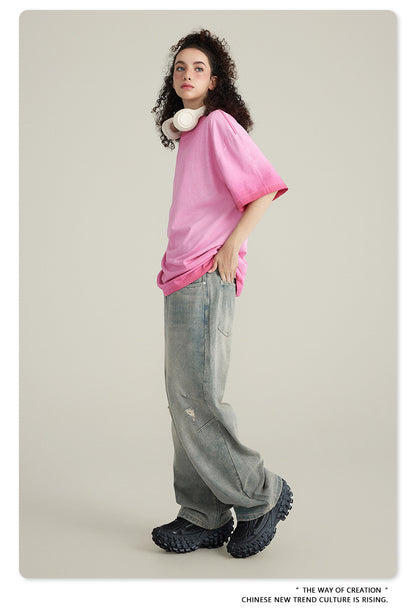 Washed Gradient Pure Cotton Sleeveless T-Shirt WN6075