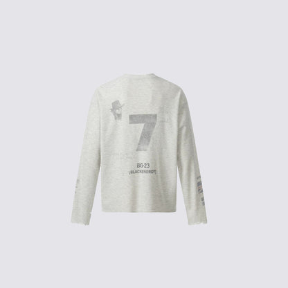 Waffle Texture Graphic Long Sleeve T-Shirt WN28018