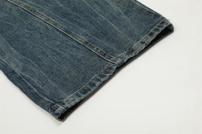 Washed Wide-Leg Straight Denim Jeans WN11486