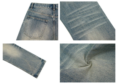 Washed Whisker Wide Leg Denim Jeans WN26283