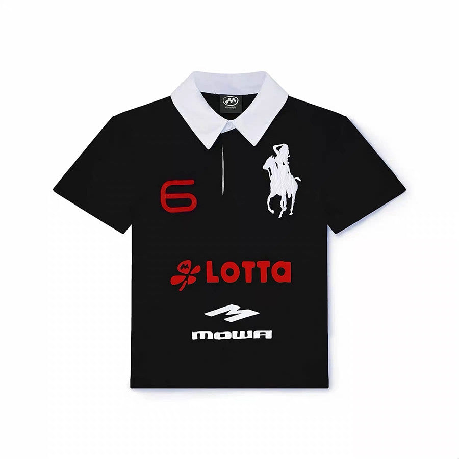 Angel Horse Embroidery Short Sleeve Polo T-Shirt WN24211