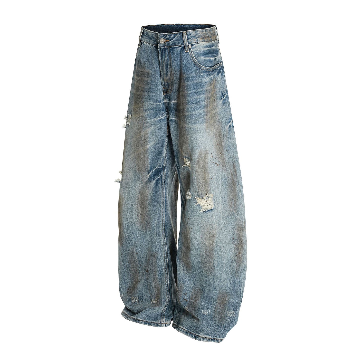 Washed Damage Barrel Denim Jeans WN26080