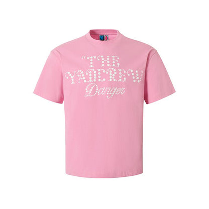 Rhinestone Letter Print Short Sleeve T-Shirt WN23245